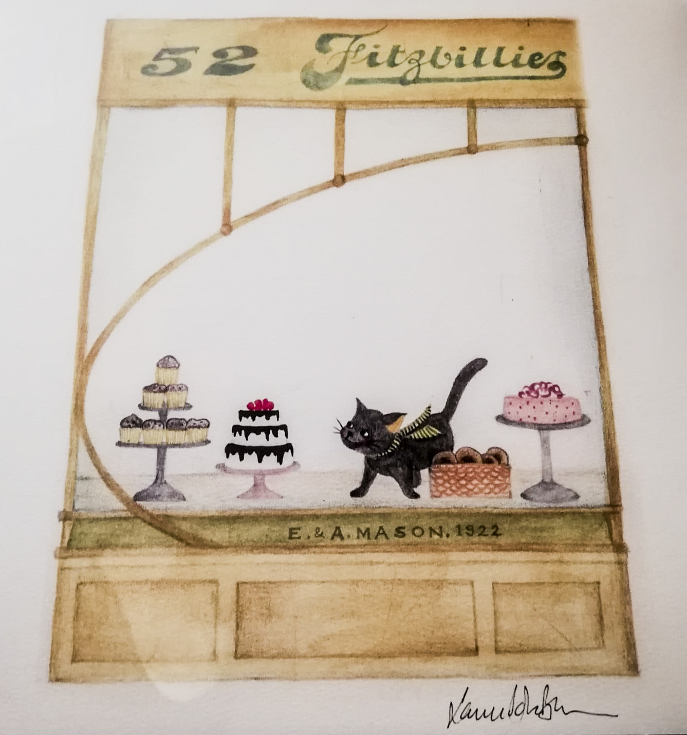 greeting cat card dated 1922