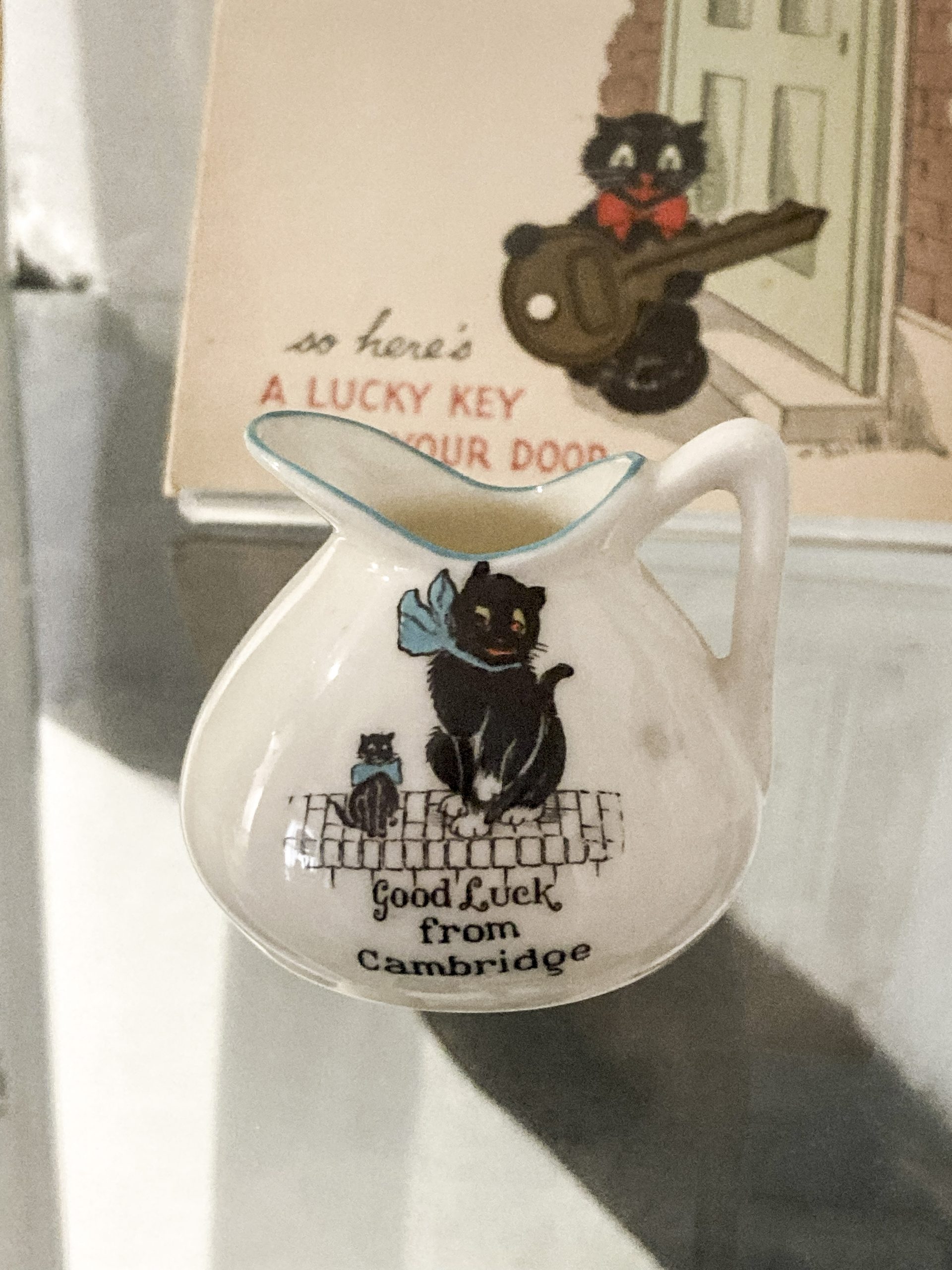black cat good luck themed pottery